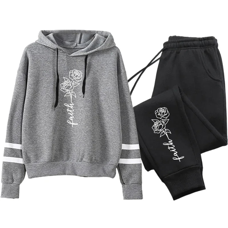 Conjunto Mujer Jogging Otoño Invierno - Sudadera Rayas Casual Outdoor