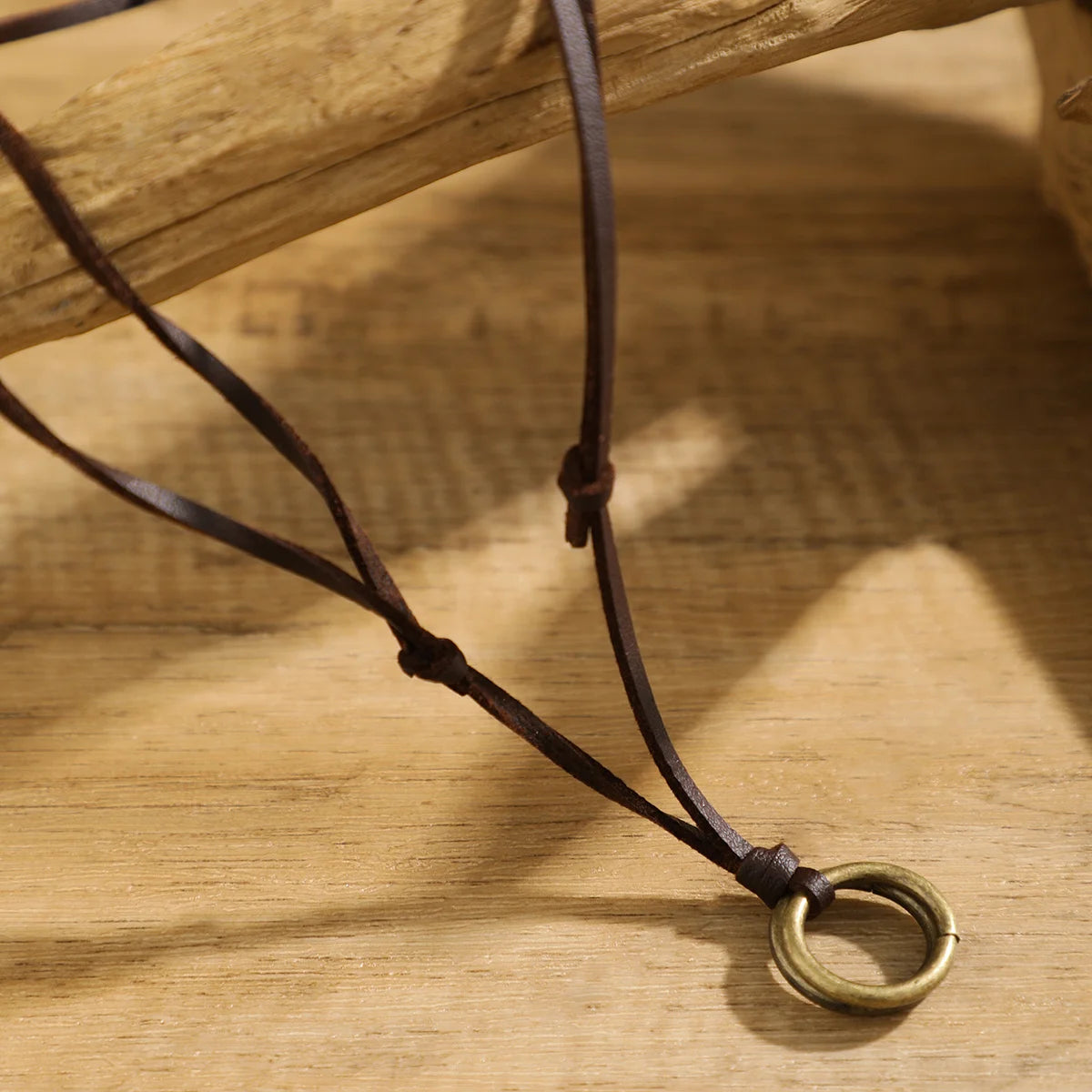 Collar Cadena Cuerda Hombre Ajustable - Colgante Anillo Círculo Vintage Joyería Cuello Accesorios Regalo