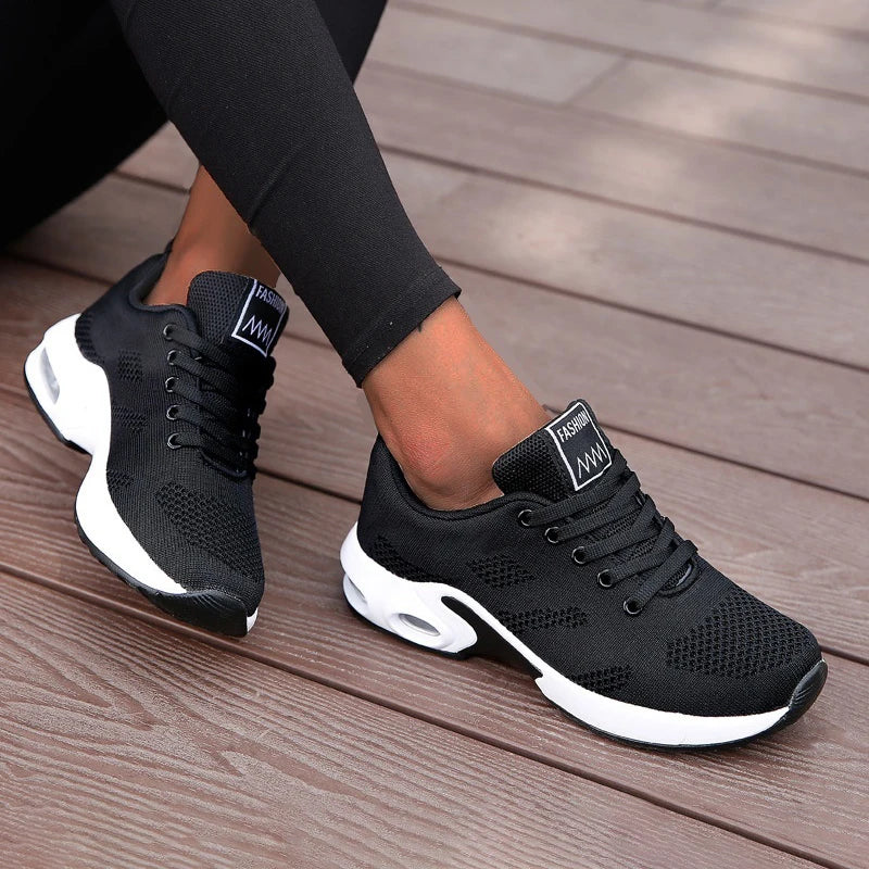 Sneakers Plataforma Mesh Mujer Blancos - Zapatillas Transpirables Gimnasio