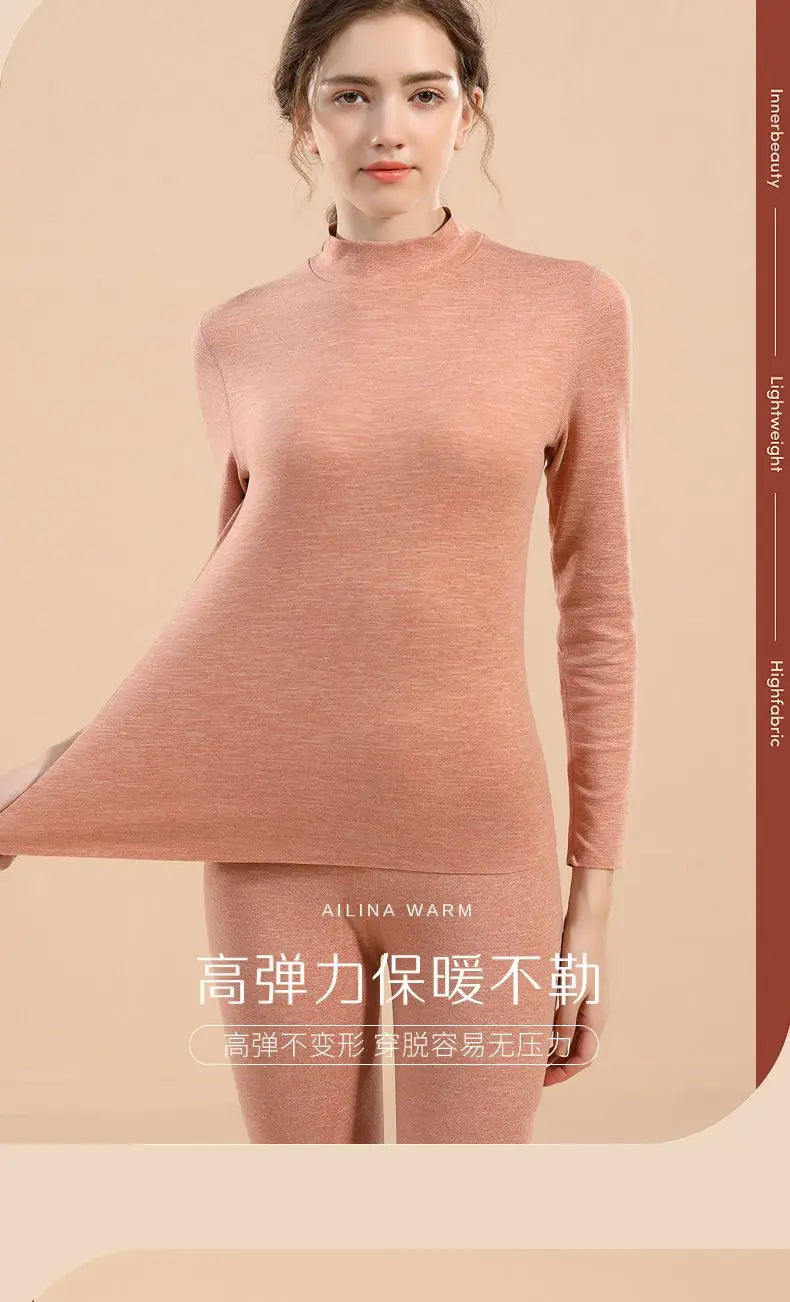 Ropa Interior Térmica Mujer Invierno - Conjunto Camiseta Pantalón Terciopelo Cálido
