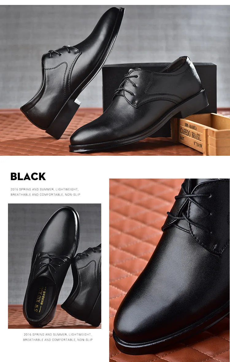 Zapatos Vestir Hombre Negros Cuero - Formales Boda Oficina Punta Puntiaguda Invierno 2024
