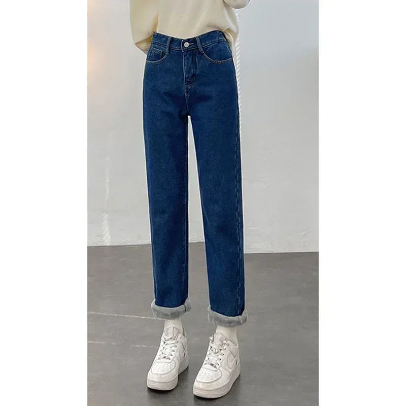 Vaqueros Mujer Forro Polar Invierno - Jeans Térmicos Cintura Alta