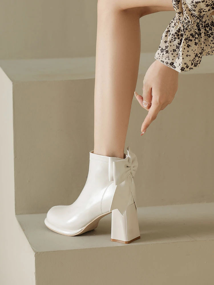 Botas Tobillo Mujer Plataforma Tacón - Lazo Trasero Calcetín Otoño Punk