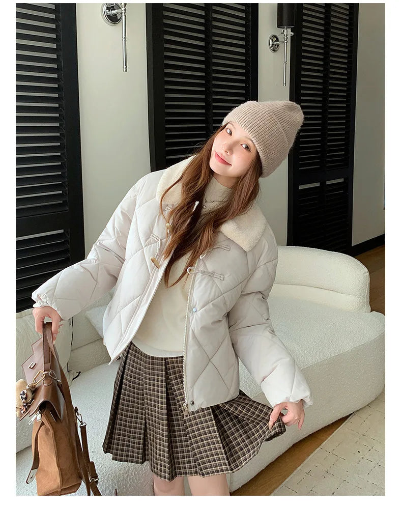 Chaqueta Algodón Mujer Tendencia - Chaqueta Estilo Chino Cuello Lana 2025