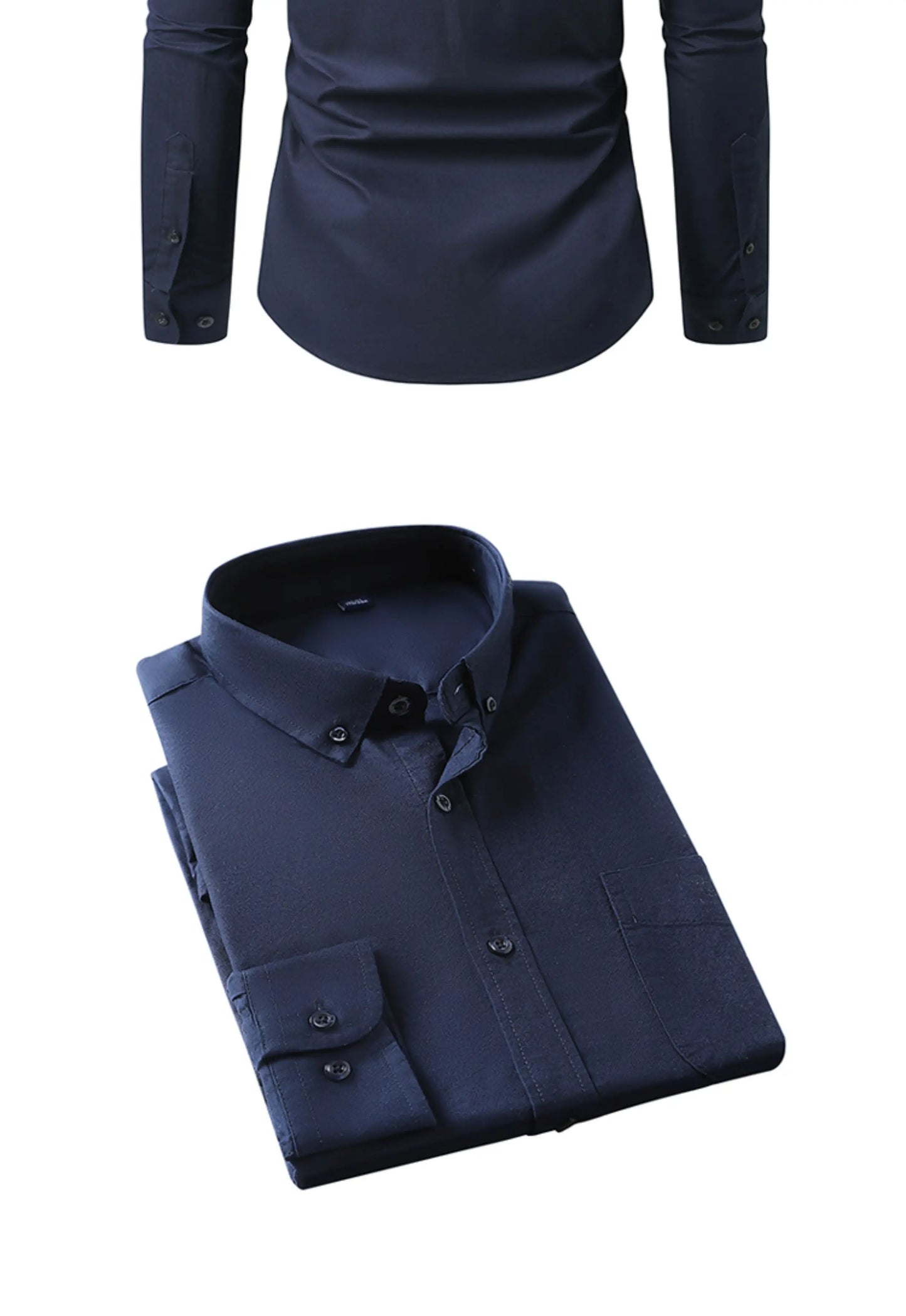 Camisa Hombre Algodón Resistente - Alta Calidad Manga Larga Color Sólido Rayas