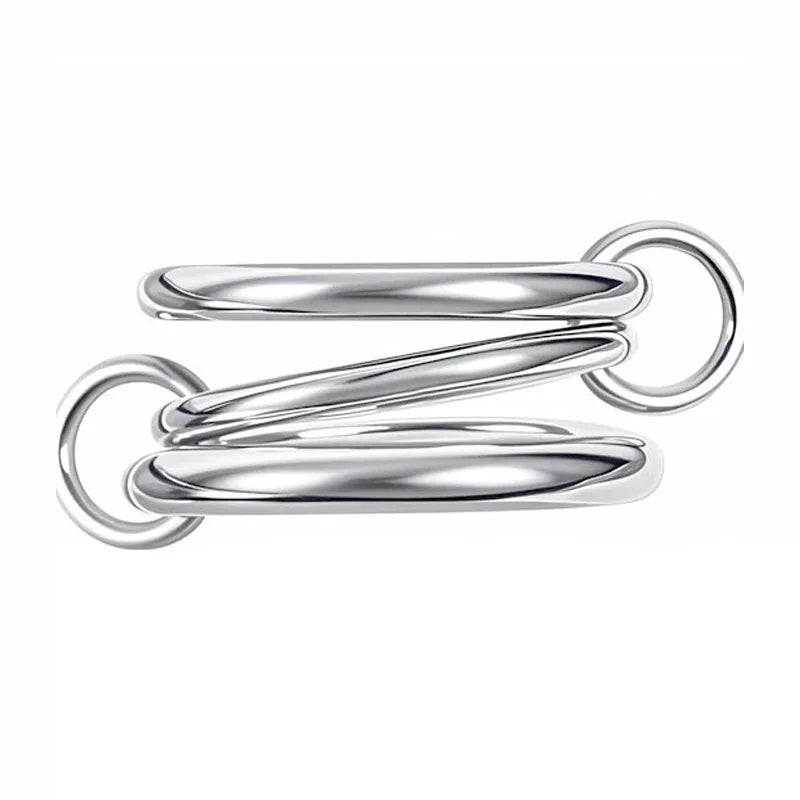 Set Anillos Doble Color Tres Aros - Acero Inoxidable Circonita Apilables