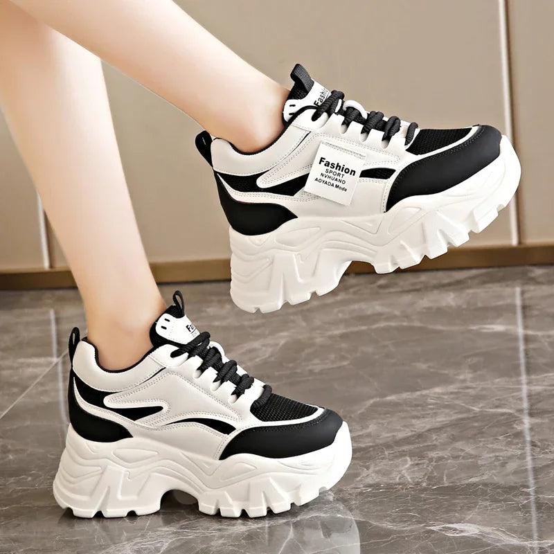 Sneakers Blancos Plataforma Mujer 2025 - Zapatillas Vulcanizadas Transpirables