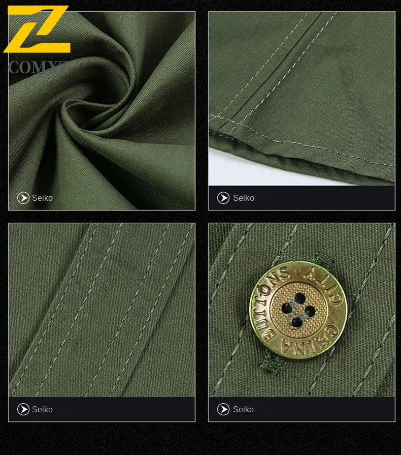 Camisa Hombre Trabajo Cargo 2025 - 100% Algodón Manga Corta Multi-Bolsillos Pesca Caza Verano