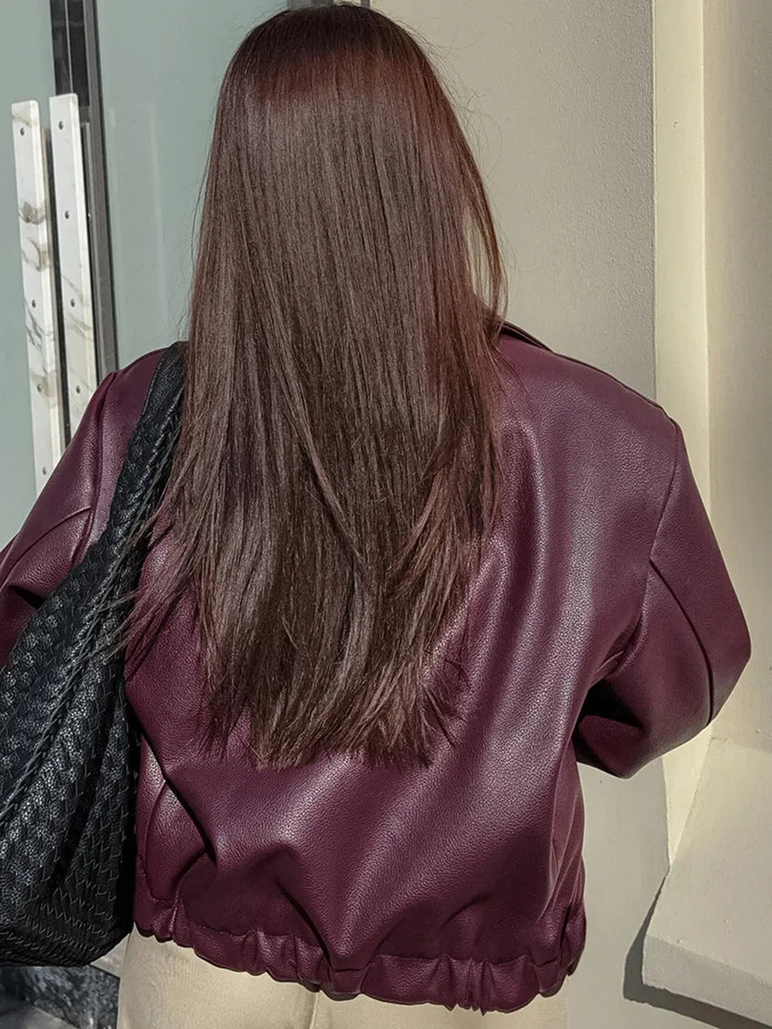 Chaqueta Cuero Roja Angola - Chaqueta Moto Streetwear 2024