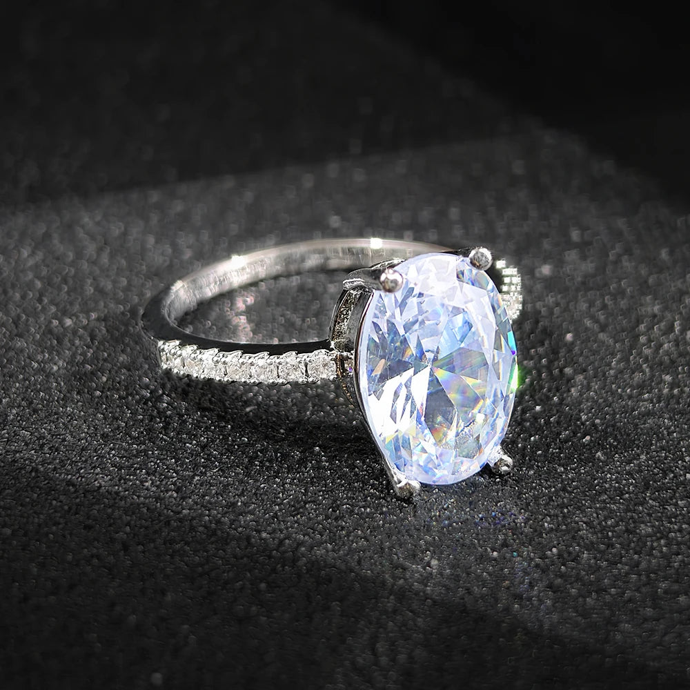 Anillo Oval Rosa Mujer - Oro Rosa Circonita Compromiso Personalizado