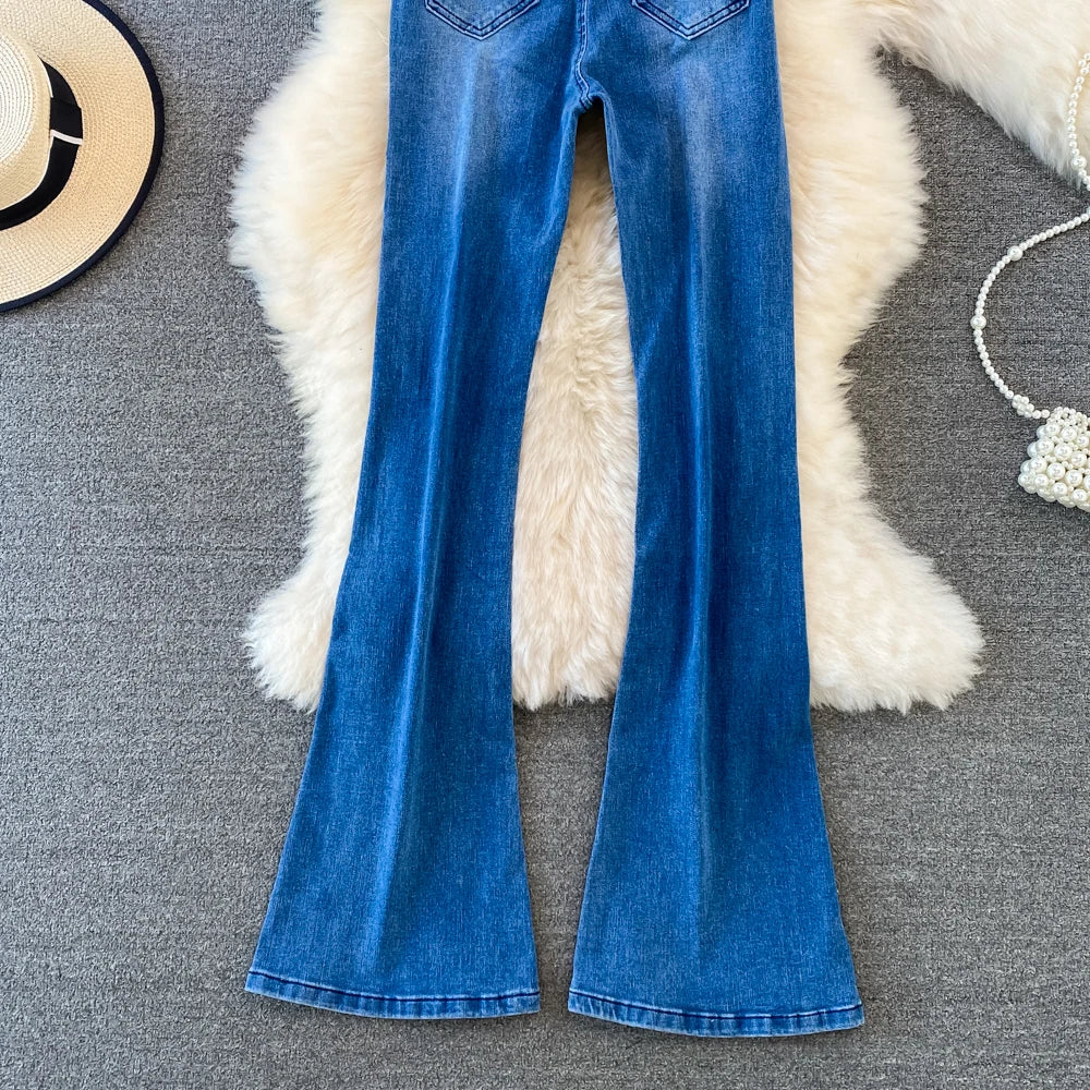 Jeans Acampanados Mujer Cintura Alta - Pantalón Coreano Otoño 2025