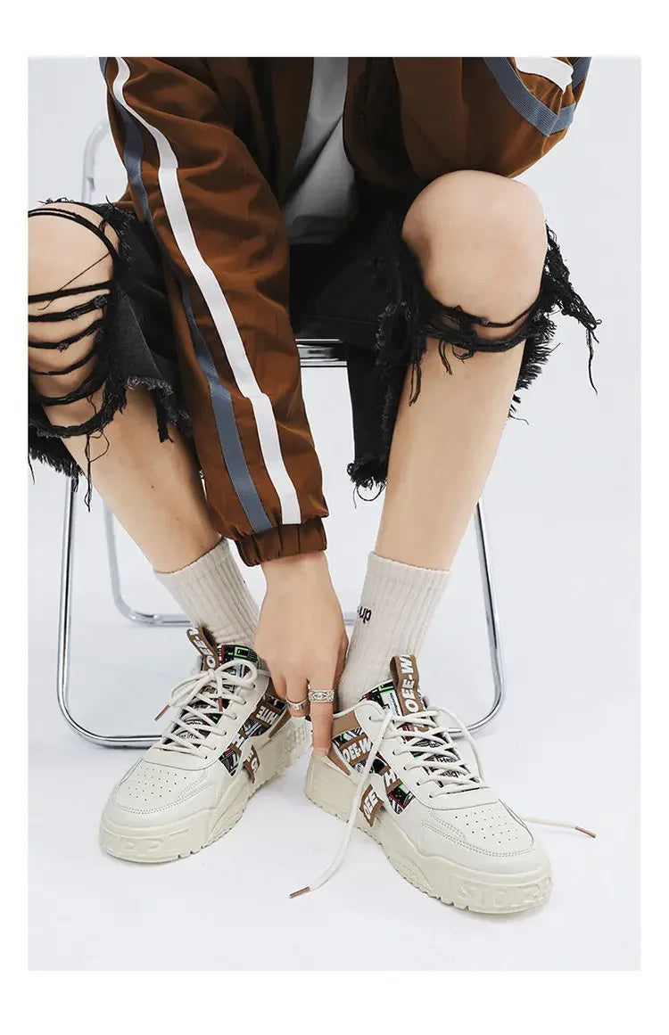 Zapatillas Cuero Hombre Casual - Skateboard Running Deportivas Plataforma