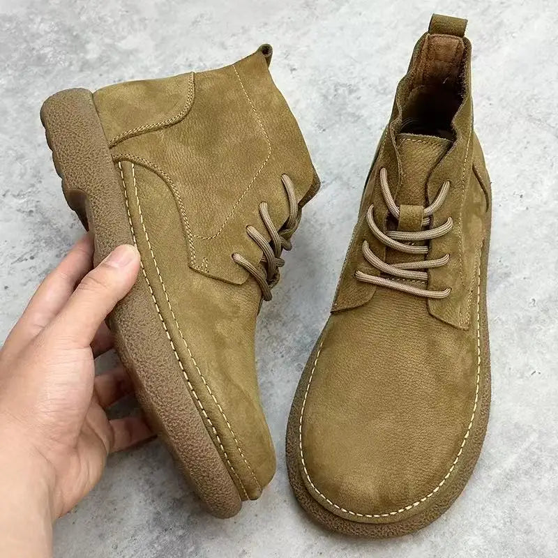 Botas Hombre Fashion High-Top - Casual Cómodas Clásicas Estilo Británico Cuero Outdoor