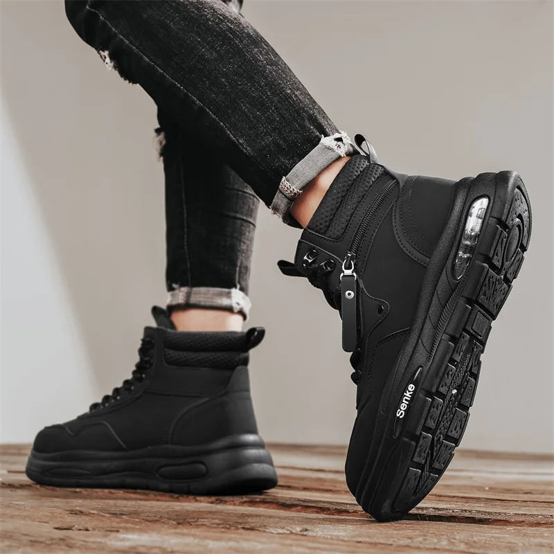 Botas Hombre Tobillo Invierno - Casual Cowboy Combat Tactical Motocicleta Cuero Chelsea Trabajo Outdoor Senderismo Luxury Designer