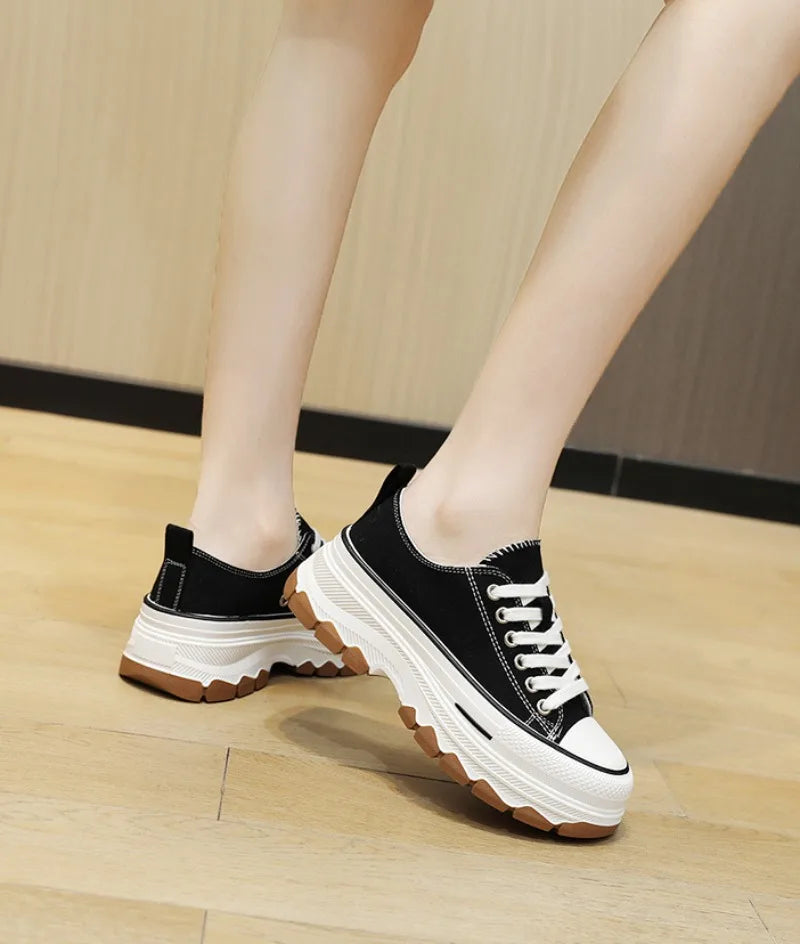 Zapatos Canvas Designer Mujer Verano - Sneakers Plataforma Alta Fashion
