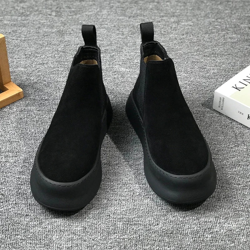 Botines Hombre Ante Suela Gruesa - Retro Otoño Invierno Cómodos Fashion Aumentan Altura Casual Jóvenes