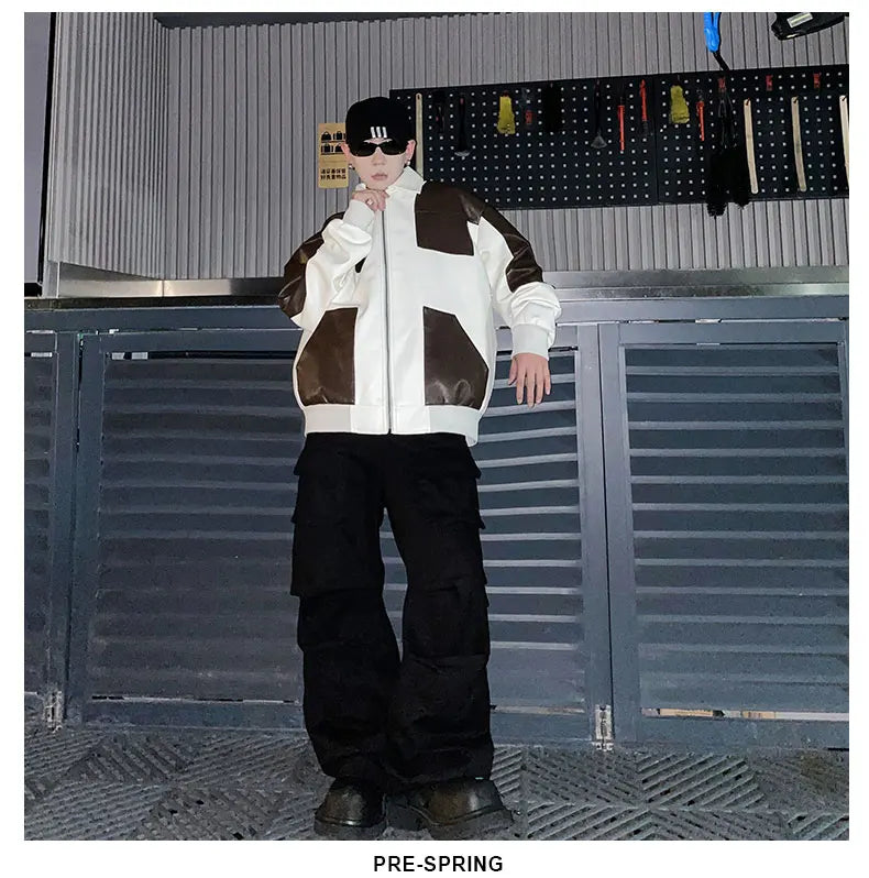 Chaqueta Cuero Hombre Motocicleta - Bomber Biker Otoño Invierno