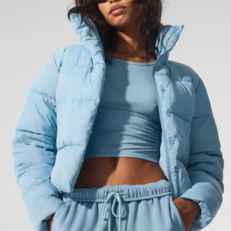 Parka Mujer Deporte Puff - Parka Algodón Acolchado Cuello Alto Corta Invierno
