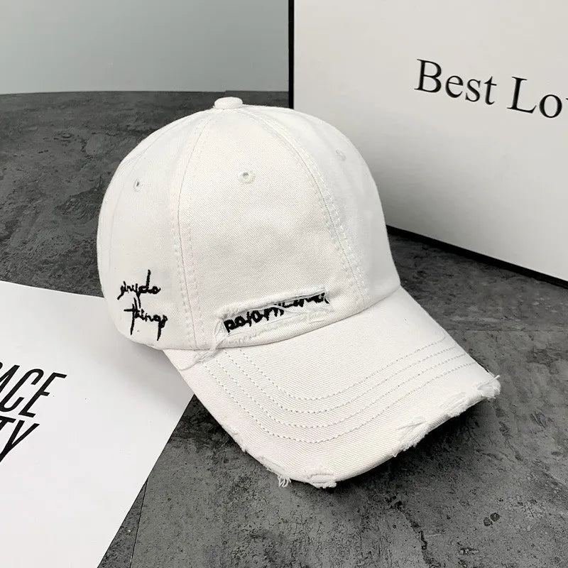 Gorra Baseball Vintage Bordado Letras - Cap Ajustable Primavera Verano Unisex