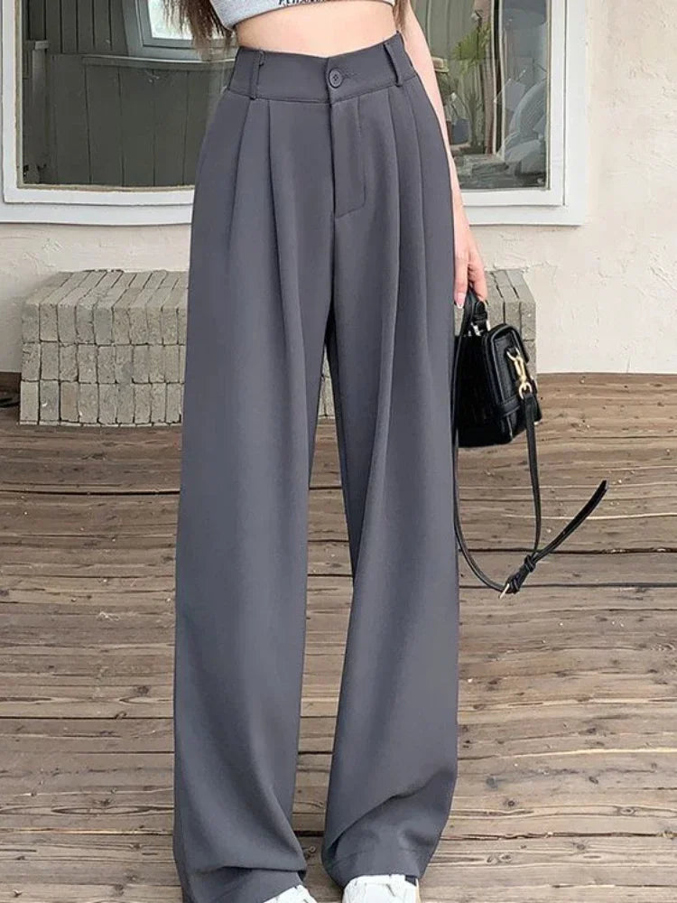 Pantalones Mujer Cintura Alta Elásticos - Pierna Ancha