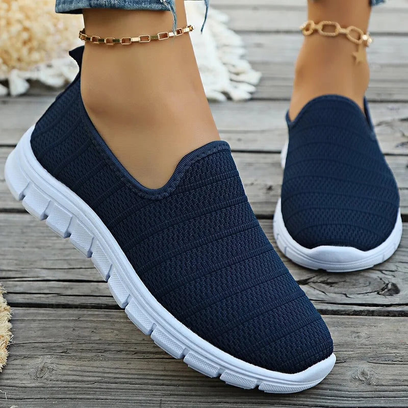 Sneakers Slip-On Mujer Blancos - Zapatillas Ligeras Sin Cordones Otoño