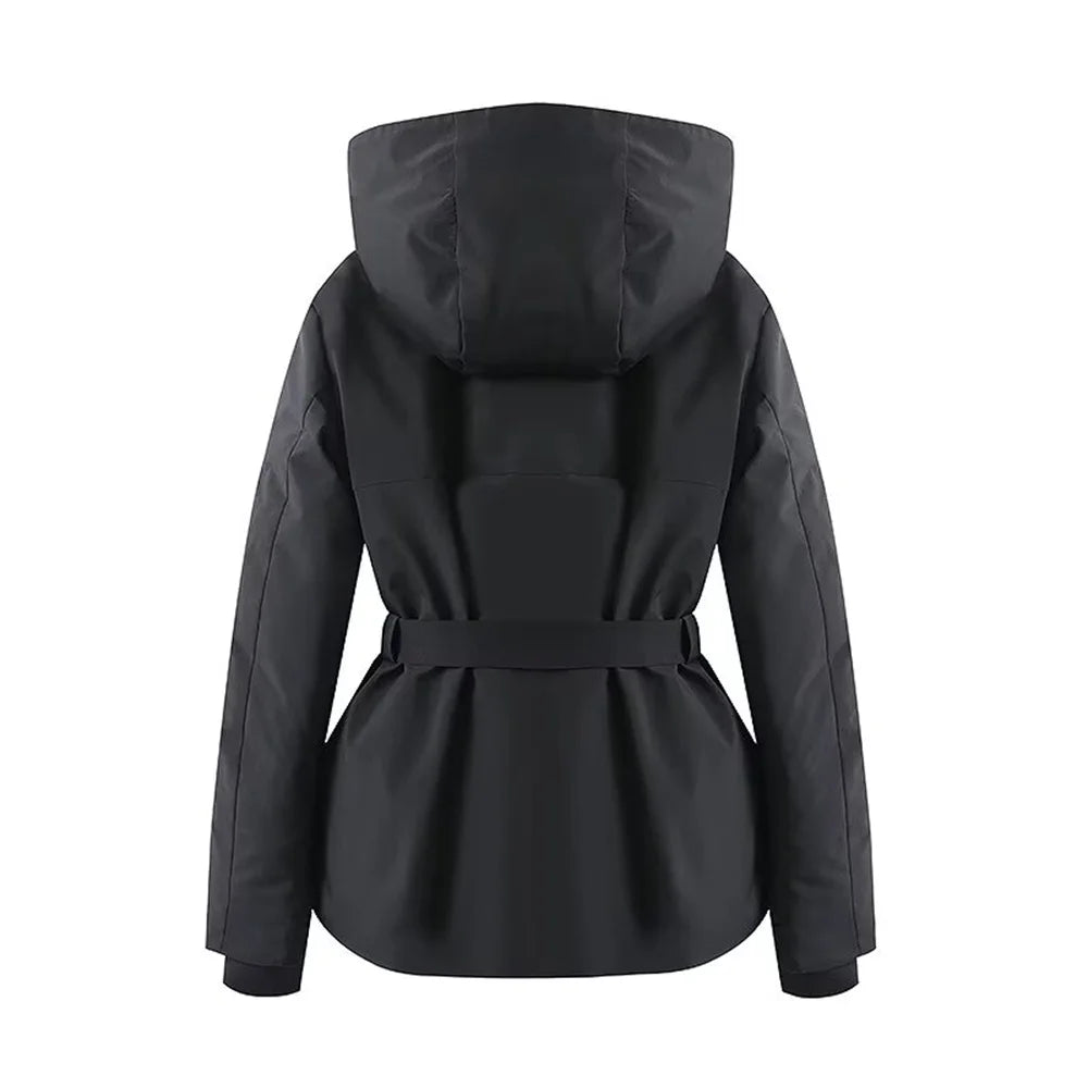 Abrigo Mujer Esquí Cálido 2025 - Chaqueta Capucha Cintura Ajustada