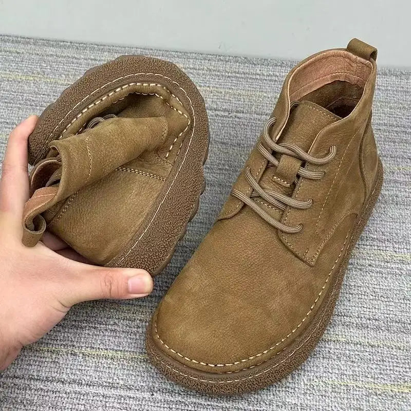 Botas Hombre Fashion High-Top - Casual Cómodas Clásicas Estilo Británico Cuero Outdoor