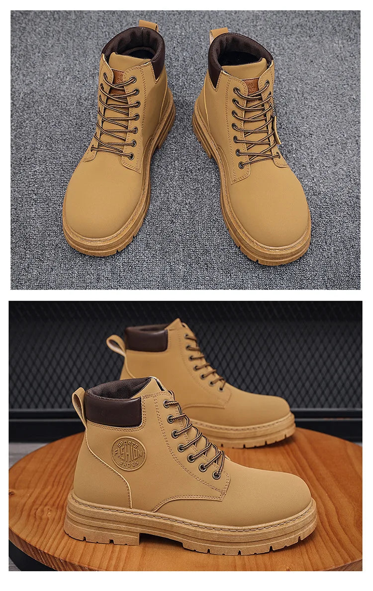 Botas Motociclista Hombre - Botines Plataforma Trabajo Invierno Senderismo