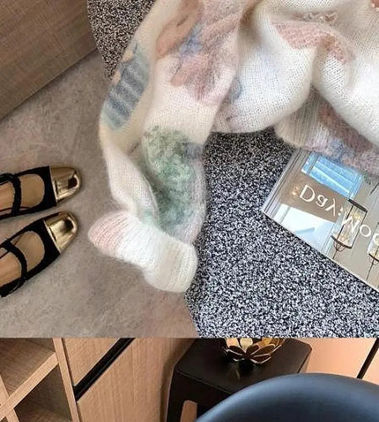 Jersey Mujer Otoño Invierno Estilo Suave - Holgado Versátil Estampado Perlas