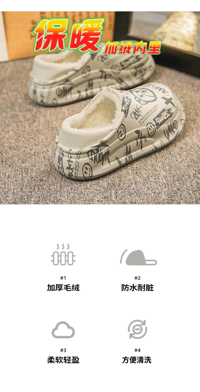 Pantuflas Hombre Invierno Algodón - Cálidas Antideslizantes Impermeables Talón