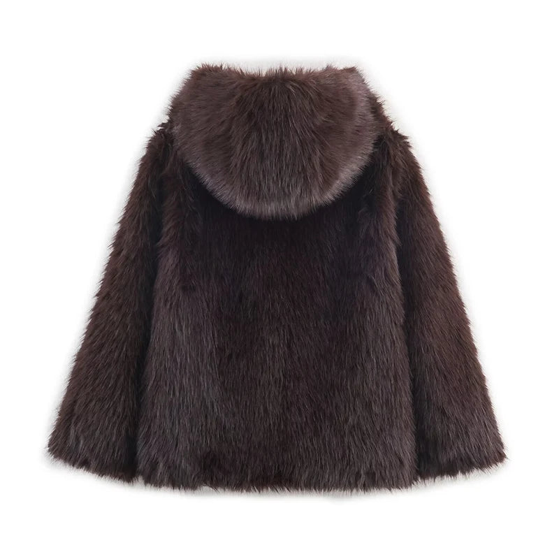 Chaqueta Mujer Elegante PU Piel - Chaqueta Solapa Doble Botón 2025