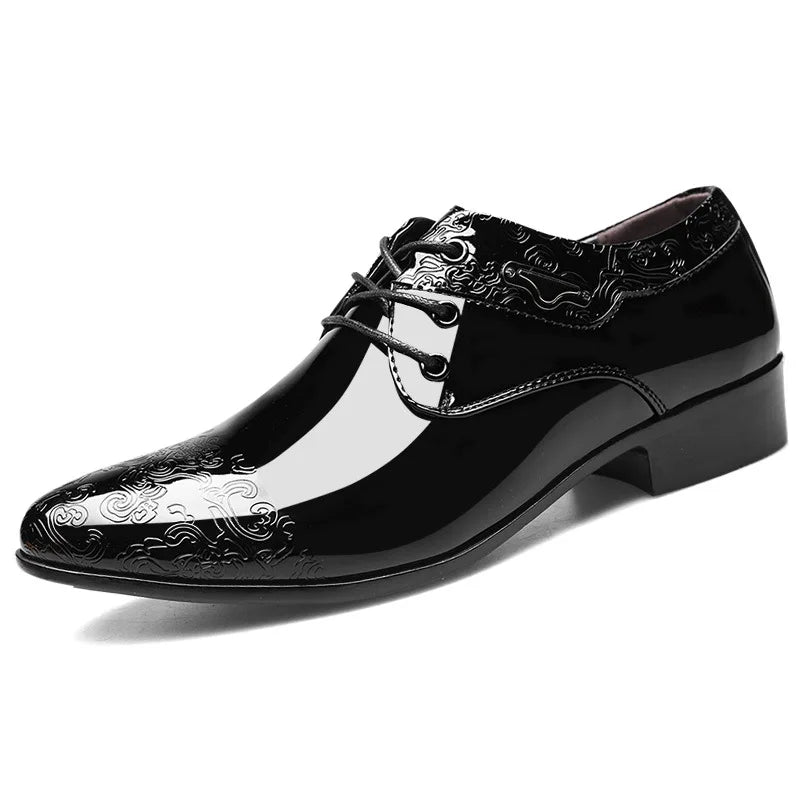Zapatos Oxford Hombre Cuero Charol - Elegantes Formales Negros Cordones Boda Oficina