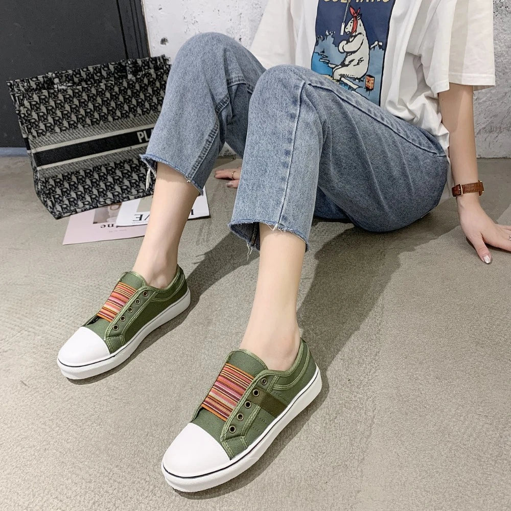 Zapatos Canvas Fashion Mujer 2025 - Zapatillas Vulcanizadas Planas Primavera Otoño