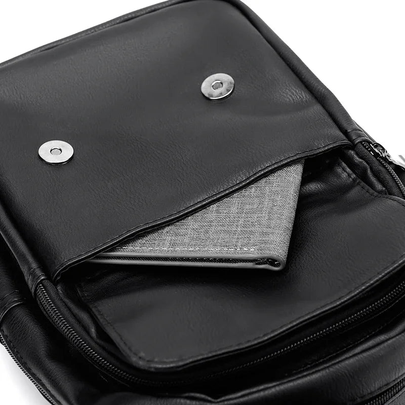 Mochila Pecho Pequeña Hombre Cuero PU - Bolsa Hombro Business Casual Crossbody