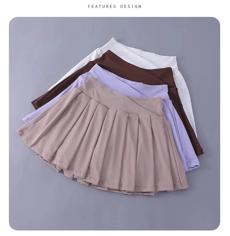Falda Tenis Mujer Plisada - Falda Deportiva Golf Cintura Alta Con Shorts
