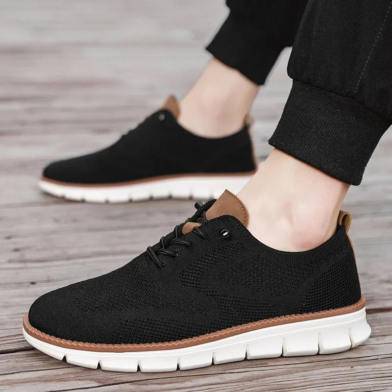 Zapatos Hombre Casual Clásicos - Transpirables Brogue Planos Acolchados Vestir Sneakers Ligeros