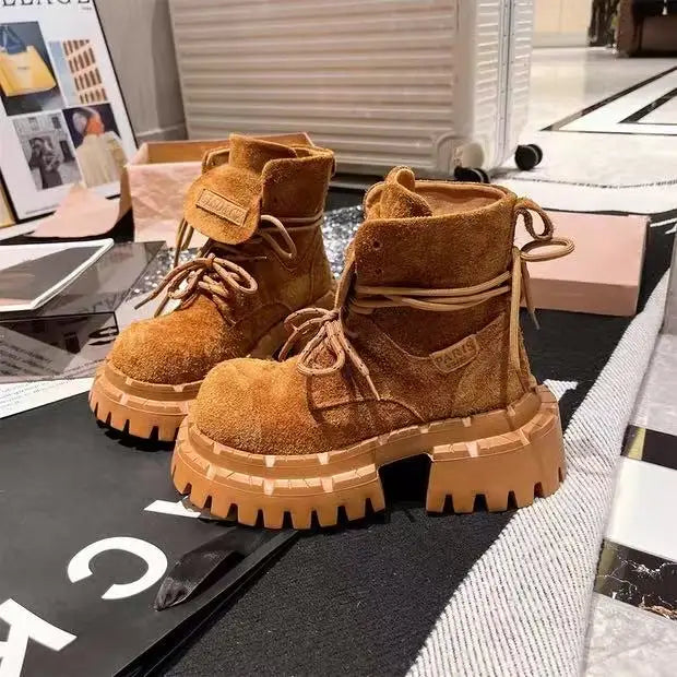 Botas Tobillo Mujer 2025 Plataforma - Chunky Ante Sneakers Deportivas Invierno