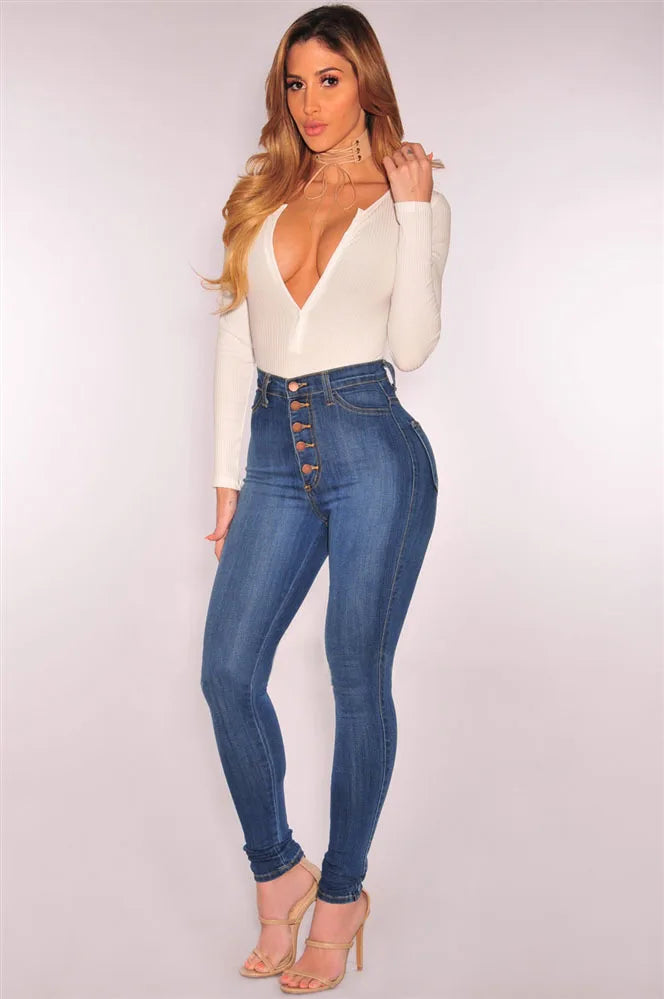 Jeans Skinny Mujer Cintura Alta - Pantalón Elástico Vintage