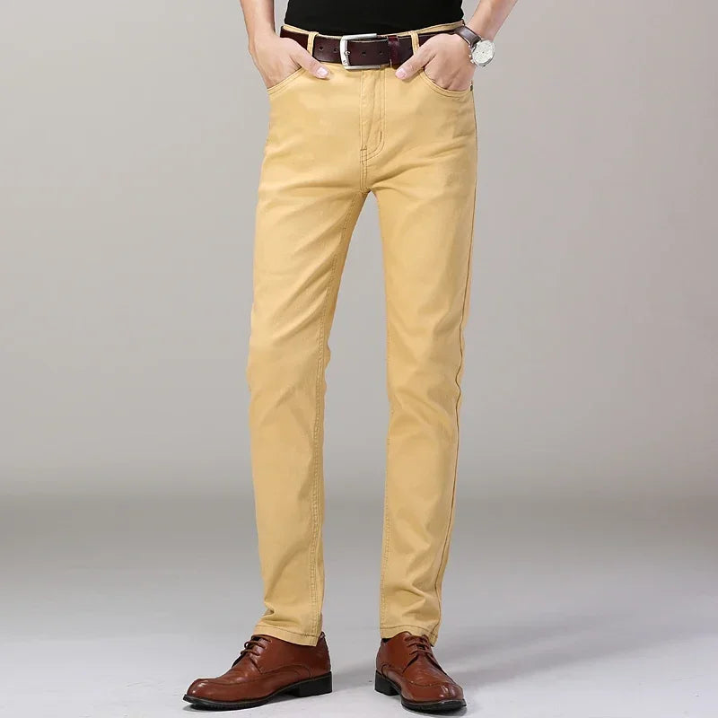 Vaqueros Blancos Hombre Slim Elásticos - Jeans Rectos Business Casual Alta Gama