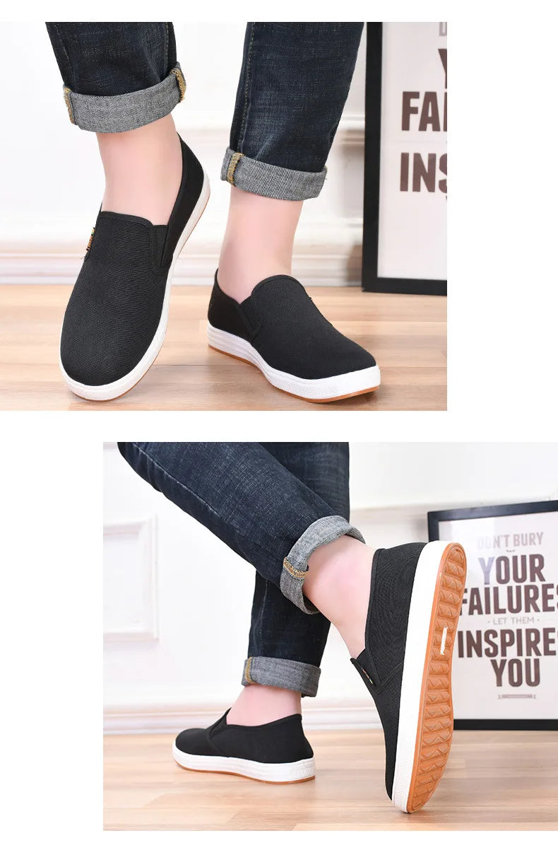 Sneakers Canvas Hombre Slip-On - Zapatillas Casual Vulcanizadas Ligeras Sin Cordones