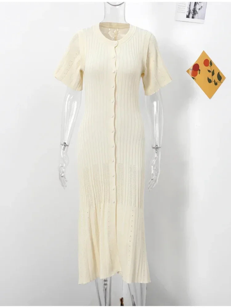 Vestido Punto Mujer Elegante - Vestido Largo Primavera 2025