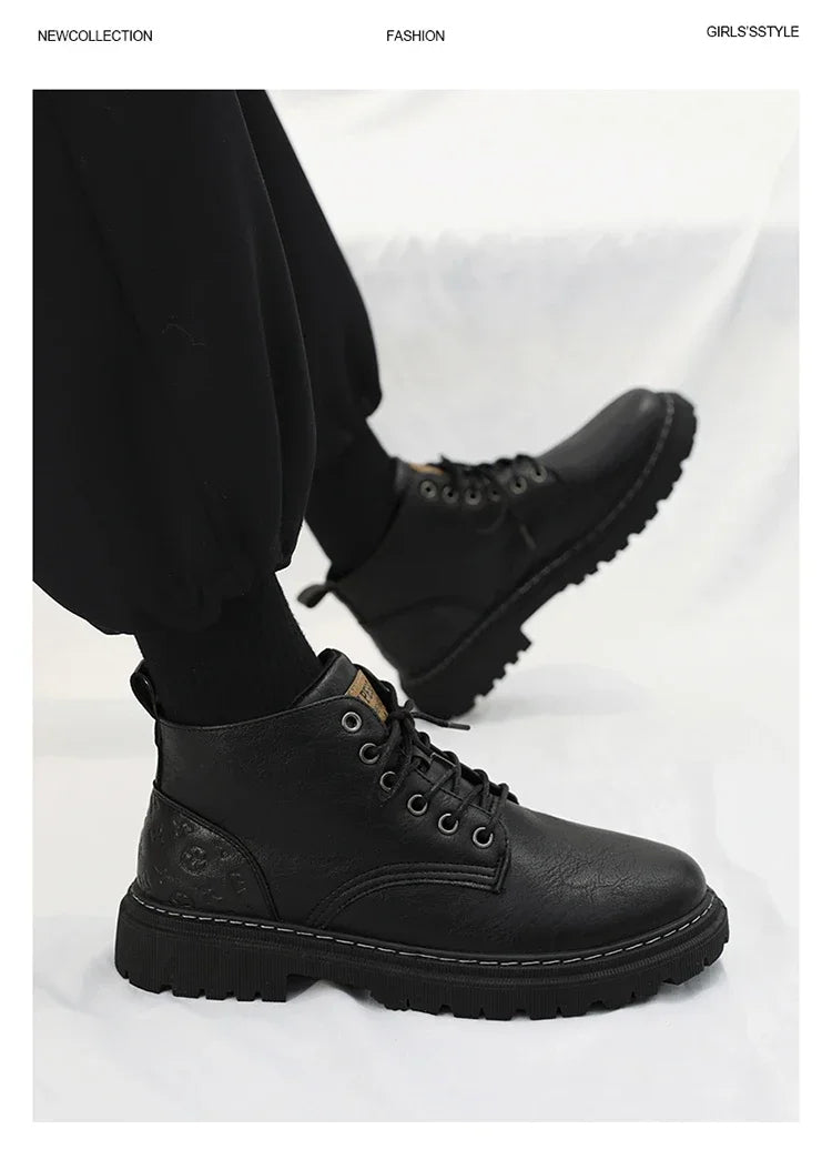 Botas Hombre 2024 Cuero Altas - Casual Fashion Retro All-Match Trabajo Desert