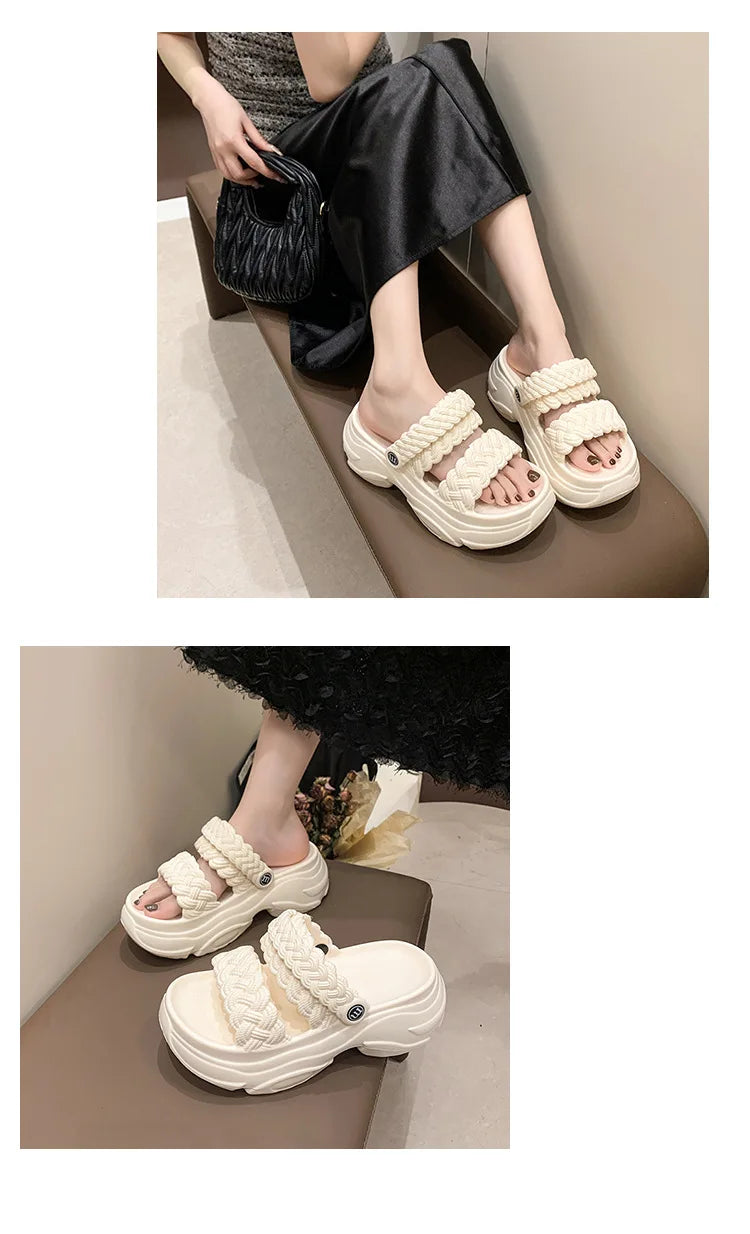 Sandalias Plataforma Mujer Playa - Chanclas Suela Gruesa Antideslizantes Ligeras Verano