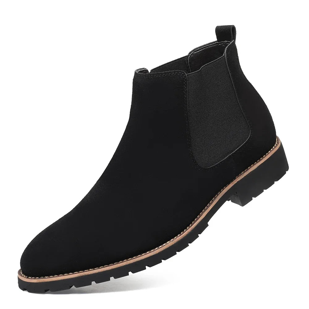 Botines Hombre Fashion Chelsea - Cuero Tobillo Casual Negros Outdoor High-Top Boda