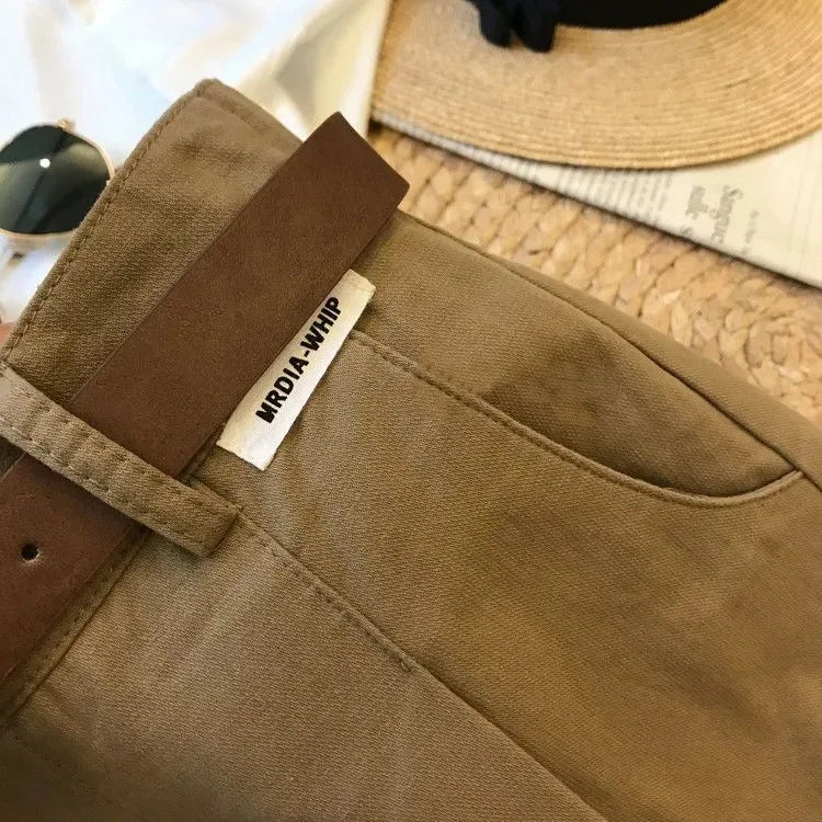 Pantalón Cargo Mujer Pierna Ancha - Pantalón Verano Cintura Alta