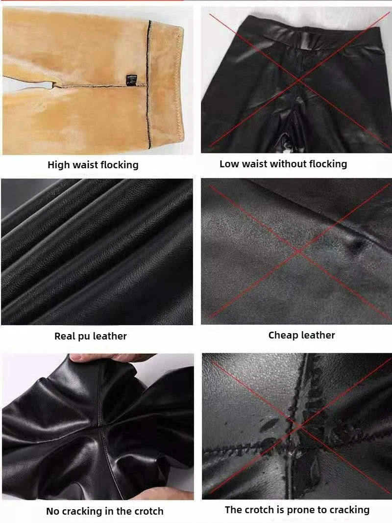 Leggings Mujer Forro Polar Invierno 2024 - Efecto Cuero Cintura Alta Térmicos