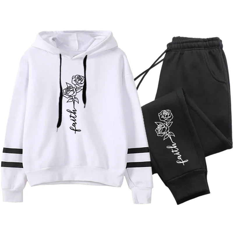 Conjunto Mujer Jogging Otoño Invierno - Sudadera Rayas Casual Outdoor