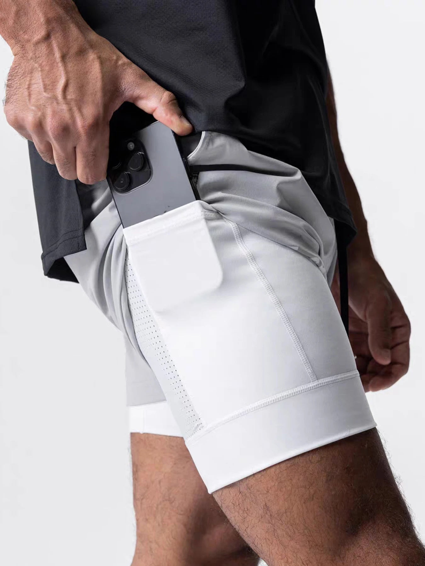 Shorts Deportivos Hombre Doble Capa - Pantalones Baloncesto Secado Rápido