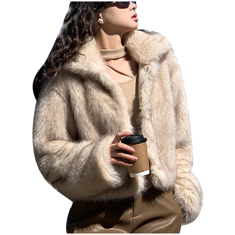 Chaqueta Piel Mujer Elegante - Chaqueta Cuello Alto Holgada 2025