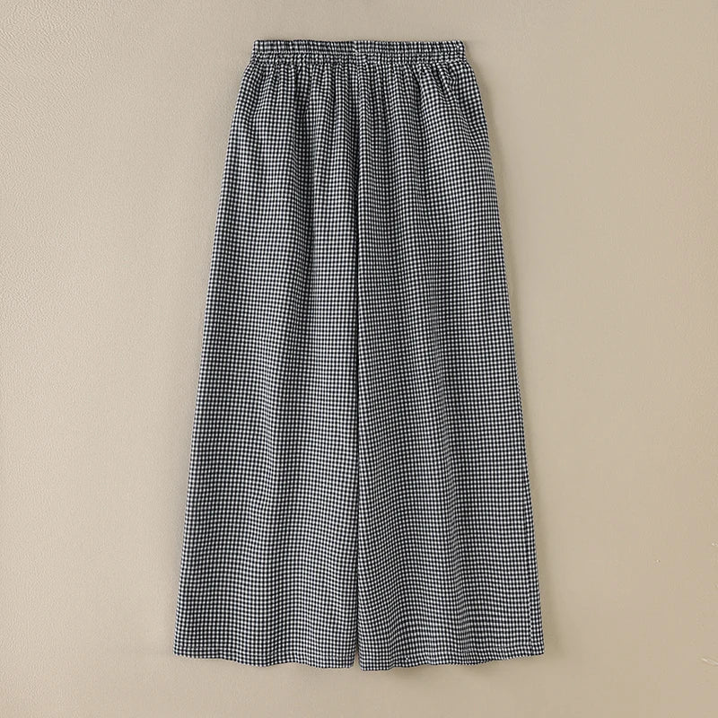 Pantalón Pierna Ancha Mujer Cuadros - Pantalón Palazzo Verano 2025